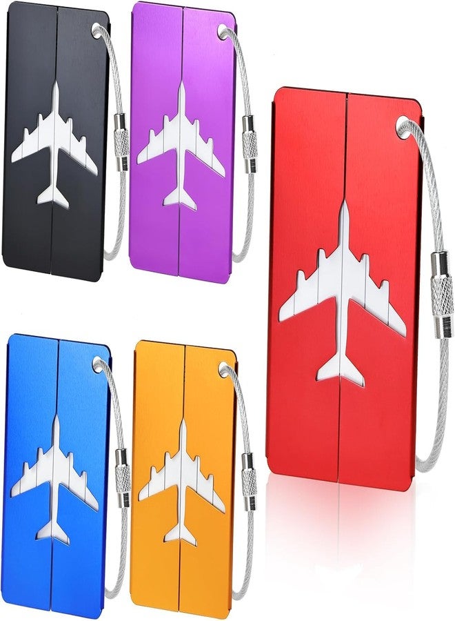 Evaluemart (Set of 4) Aluminum Alloy Metallic Luggage Tags Handle Wraps with Stainless Loop Anti-Break for Travel Identification Suitcase Bag Tag, School & Office Bags Mix Design and Colour - Image 1